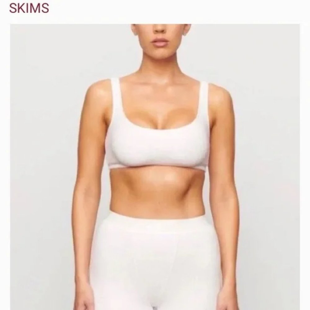 SKIMS Terry Cloth Bralette Marble (White) Size XXS Fast Ship! Soft, Comfy, Cool